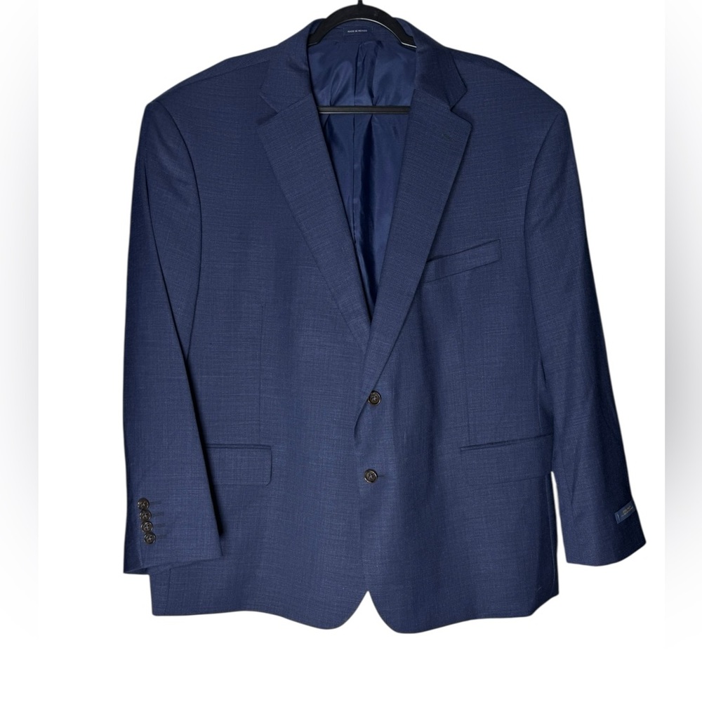 Stafford Navy Blue Blazer Sport Coat Jacket Mens 54S Big & Tall CoolMax Wool NWT